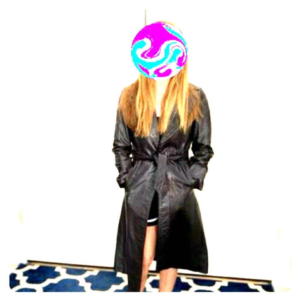 Genuine leather vintage coat